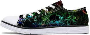 Women Skull Shoes Printed Cool Paisley Print Fashion Sneakers for Teen Men Boys Girls Student Canvas Shoes for Ladies