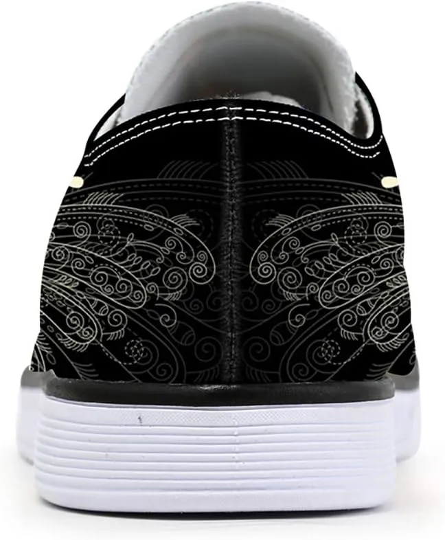 Women Skull Shoes Printed Cool Paisley Print Fashion Sneakers for Teen Men Boys Girls Student Canvas Shoes for Ladies