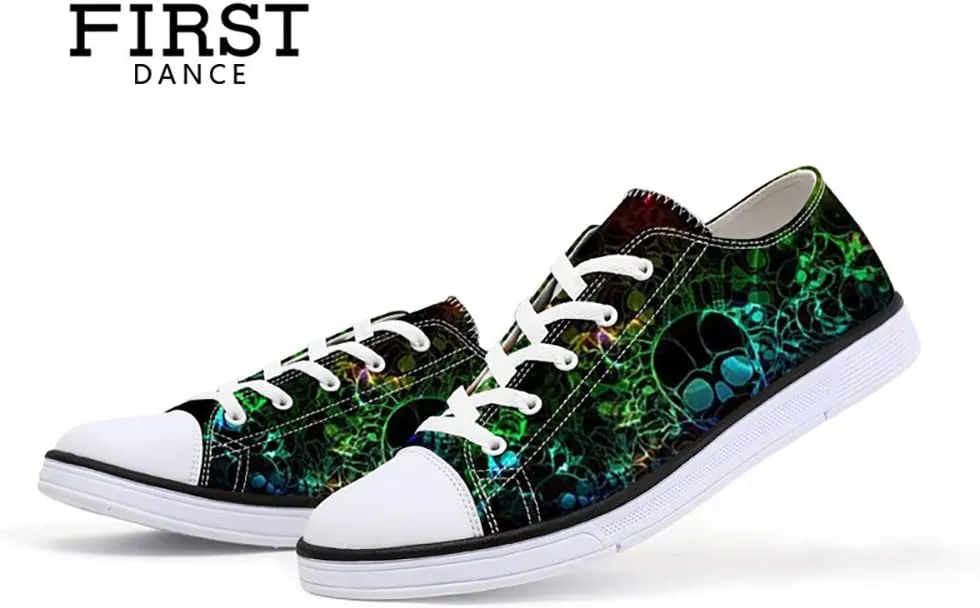Women Skull Shoes Printed Cool Paisley Print Fashion Sneakers for Teen Men Boys Girls Student Canvas Shoes for Ladies