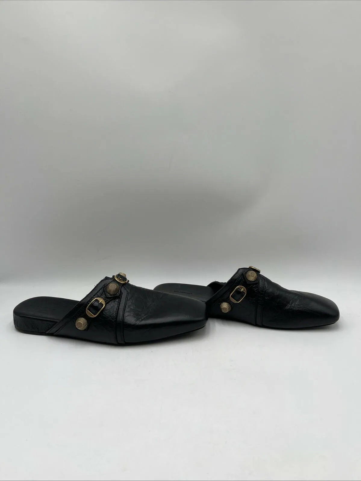 Women’s Balenciaga Leather Studded Accents Mules Black Size 40 - Very Good