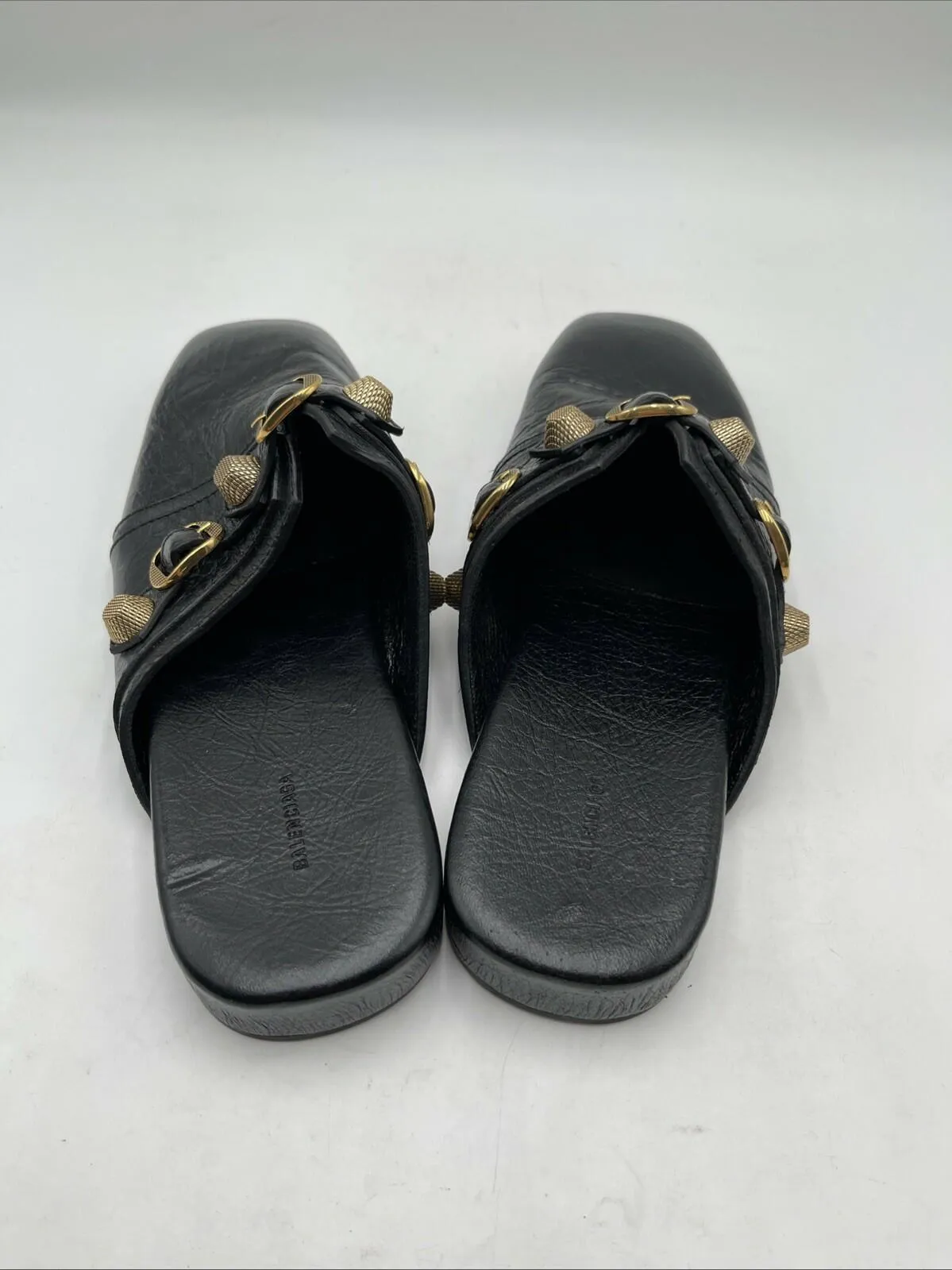 Women’s Balenciaga Leather Studded Accents Mules Black Size 40 - Very Good