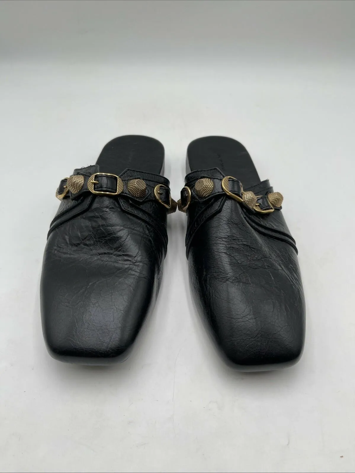 Women’s Balenciaga Leather Studded Accents Mules Black Size 40 - Very Good