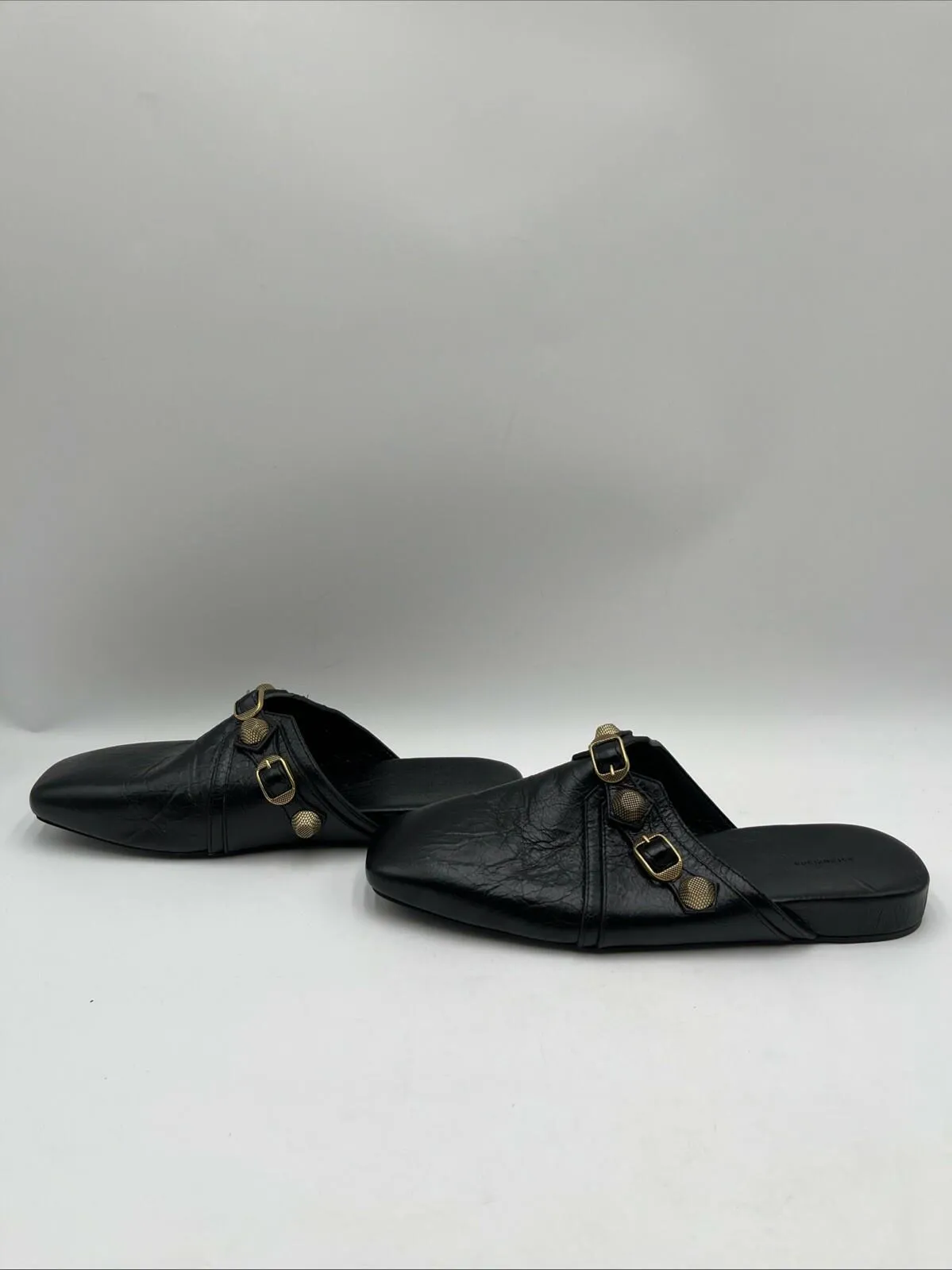 Women’s Balenciaga Leather Studded Accents Mules Black Size 40 - Very Good
