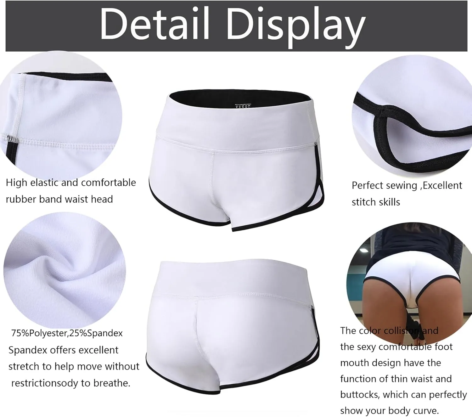Women's Booty Shorts Workout Butt Lifting High Waist Yoga Running Gym Shorts