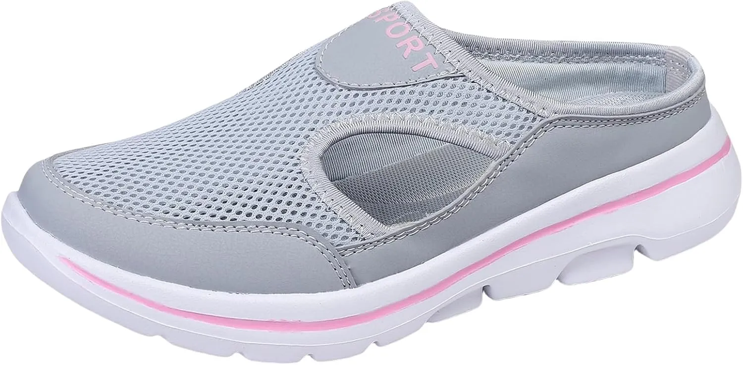 Womens Breathable Mesh Open Back Shoes Comfortable Walking Orthopedic Slip on Support Sports Sandals Outdoor Casual Soft Yoga Hiking Loafer Sandals