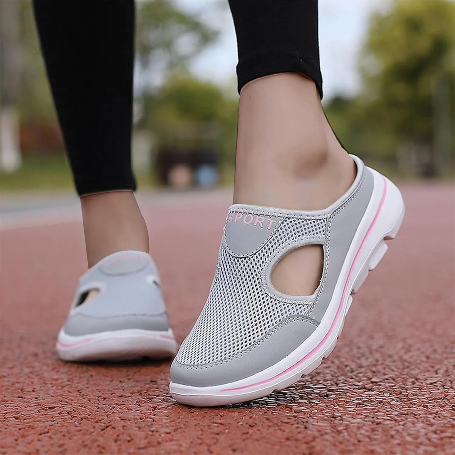 Womens Breathable Mesh Open Back Shoes Comfortable Walking Orthopedic Slip on Support Sports Sandals Outdoor Casual Soft Yoga Hiking Loafer Sandals