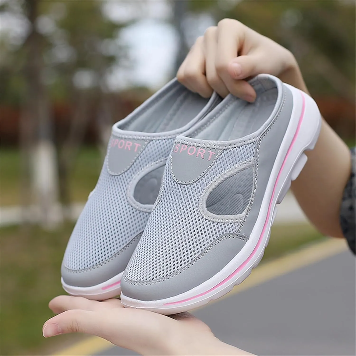 Womens Breathable Mesh Open Back Shoes Comfortable Walking Orthopedic Slip on Support Sports Sandals Outdoor Casual Soft Yoga Hiking Loafer Sandals