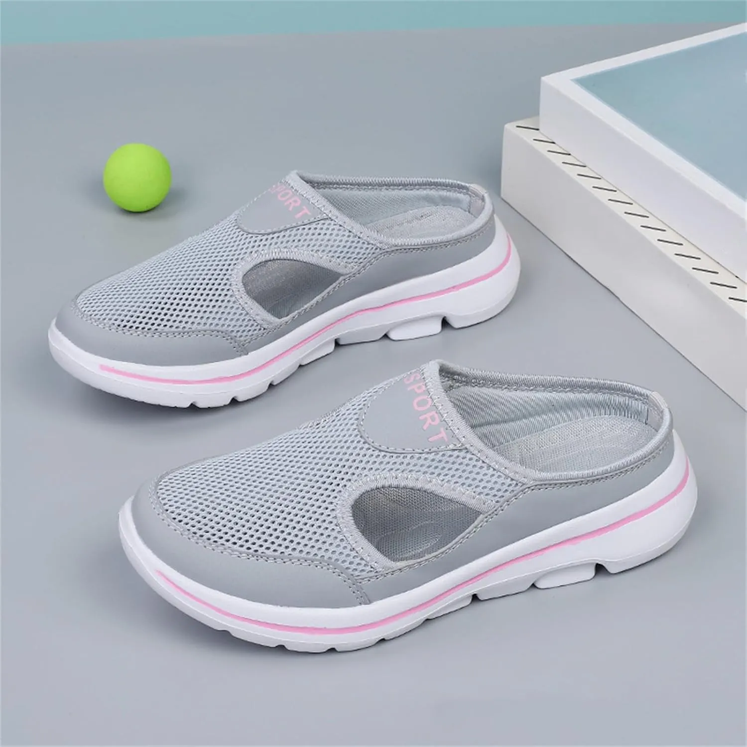 Womens Breathable Mesh Open Back Shoes Comfortable Walking Orthopedic Slip on Support Sports Sandals Outdoor Casual Soft Yoga Hiking Loafer Sandals