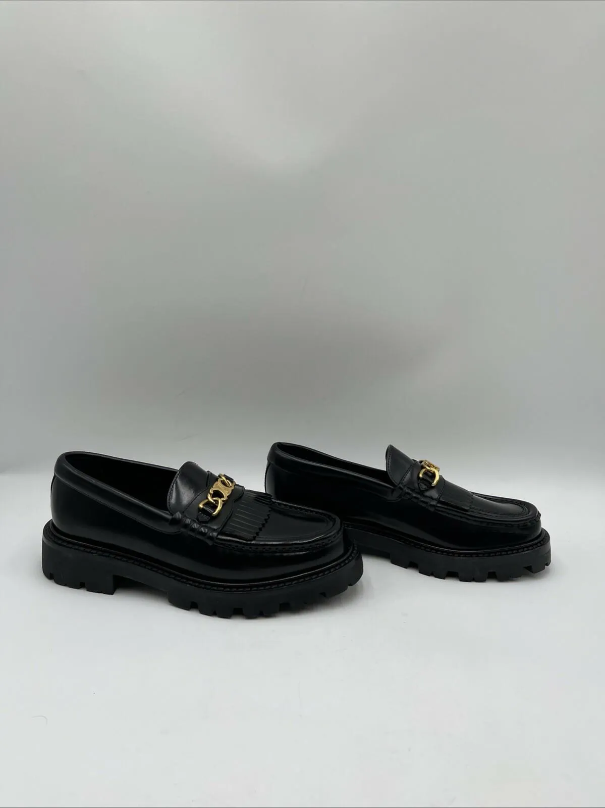 Women’s Celine Triomphe Margaret Leather Loafer Black Size 36 - Very Good