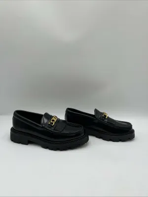 Women’s Celine Triomphe Margaret Leather Loafer Black Size 36 - Very Good