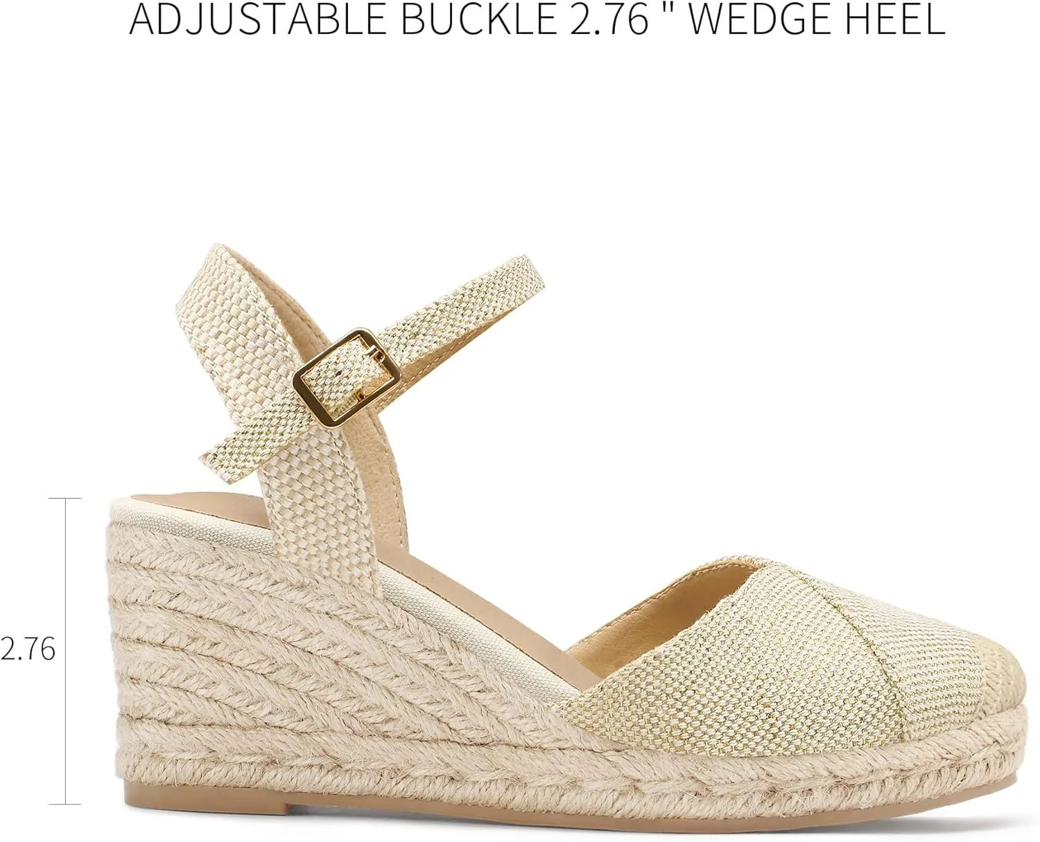 Women's Closed Toe Platform Sandals Summer Buckle Ankle Strap Espadrilles Wedge Sandals