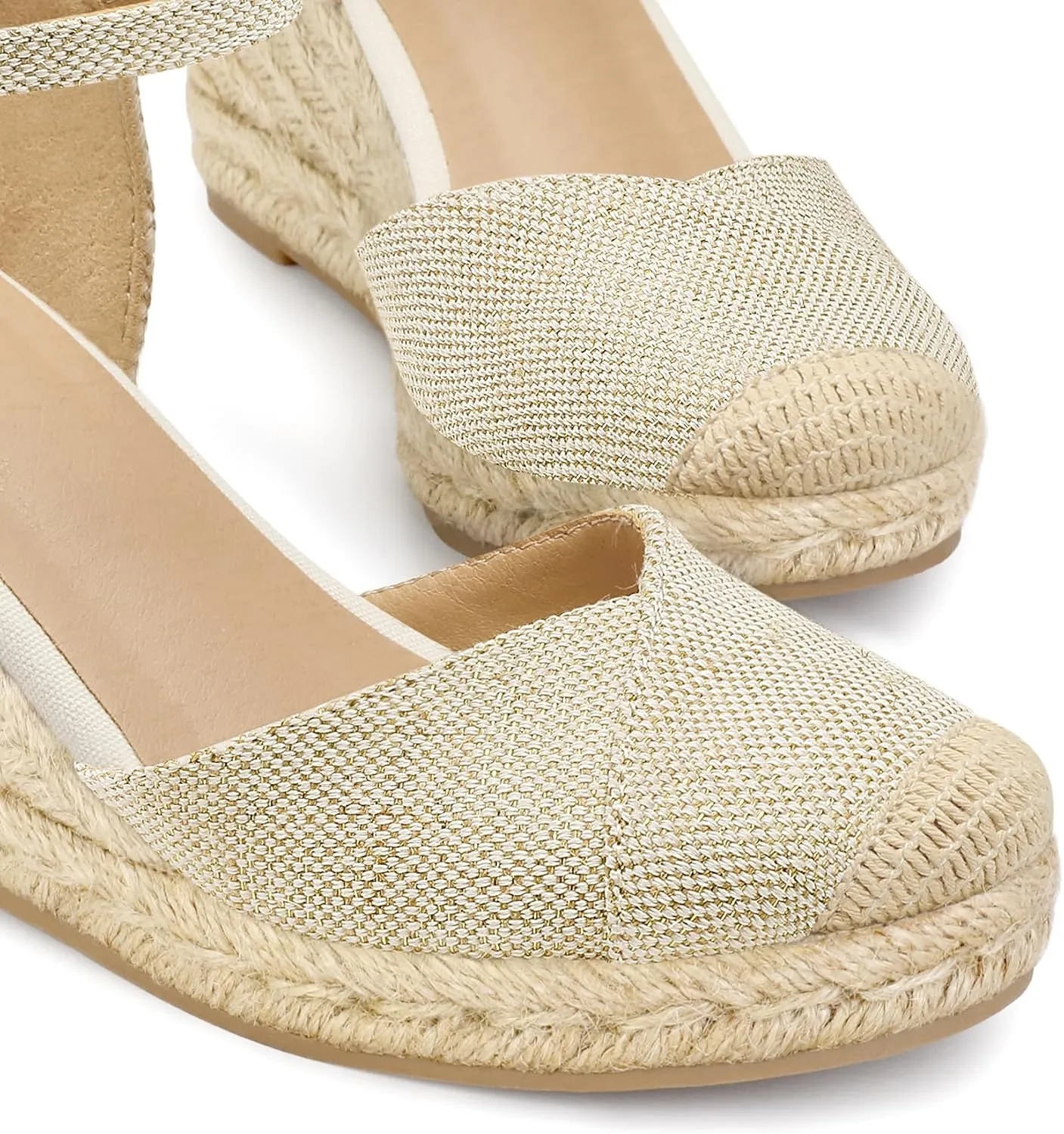 Women's Closed Toe Platform Sandals Summer Buckle Ankle Strap Espadrilles Wedge Sandals