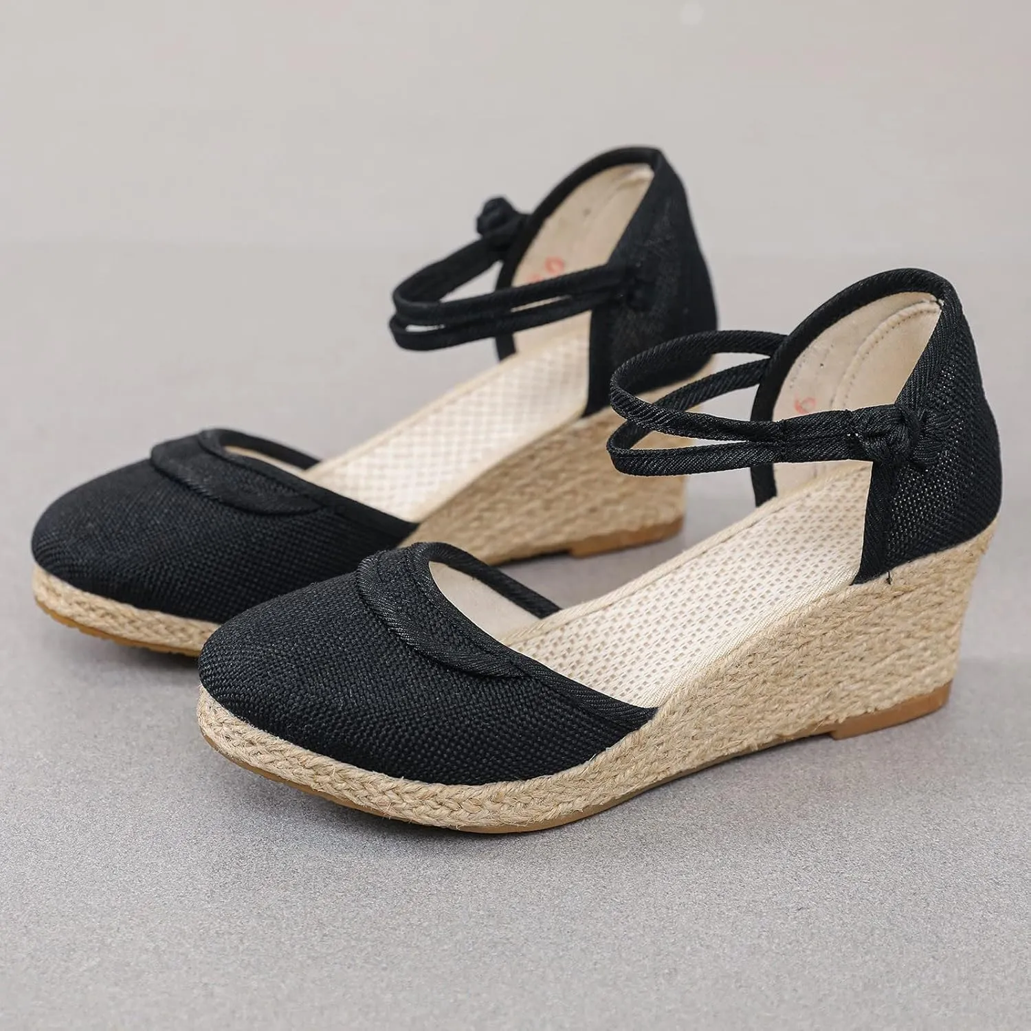 Womens Closed Toe Sandals Womens Close Toe Espadrilles Platform Sandals Slip on Ankle Buckle Straps Wedges Summer Sandals
