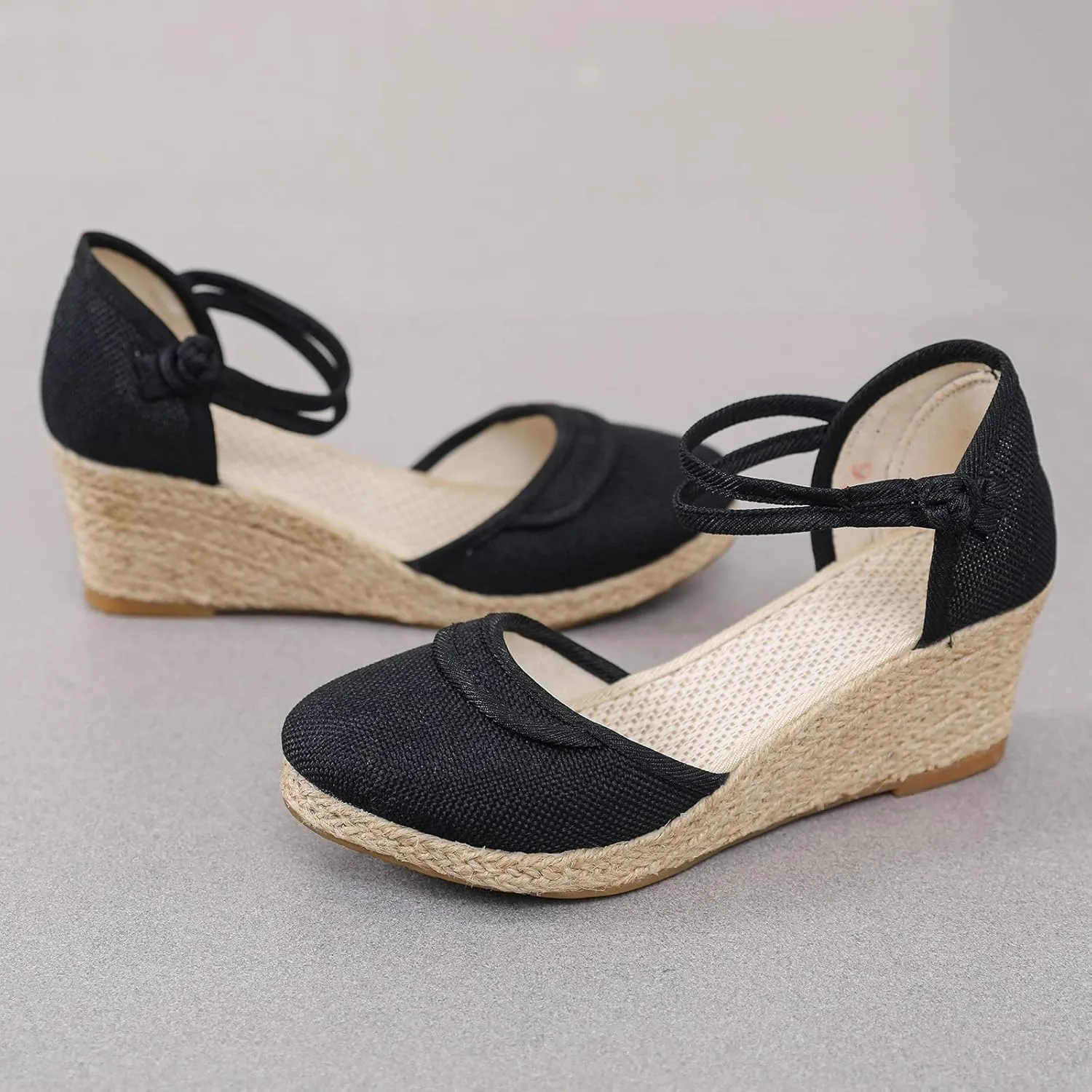 Womens Closed Toe Sandals Womens Close Toe Espadrilles Platform Sandals Slip on Ankle Buckle Straps Wedges Summer Sandals