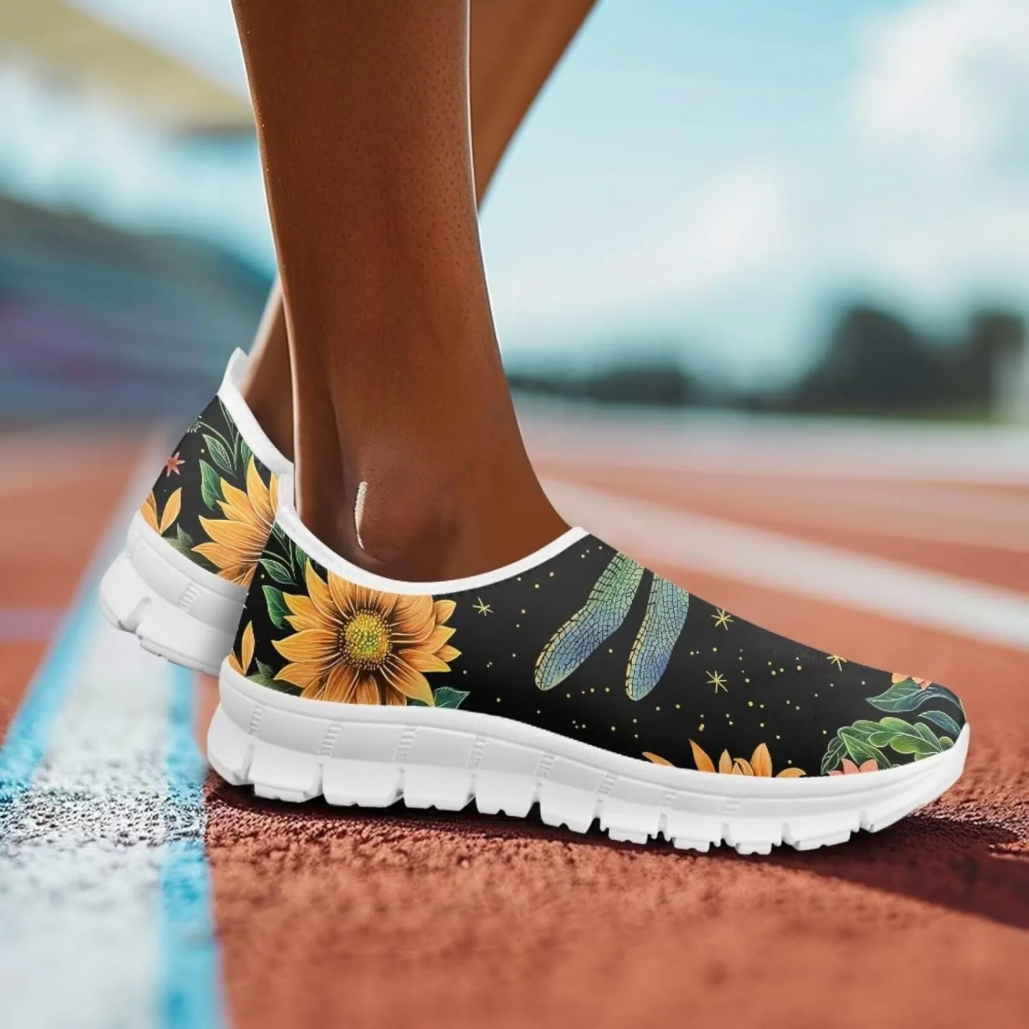 Women's Dragonfly Sneakers Casual Low Top Running Sneaker Soft Breathable Holiday Slip On Athletic Shoes for Womens