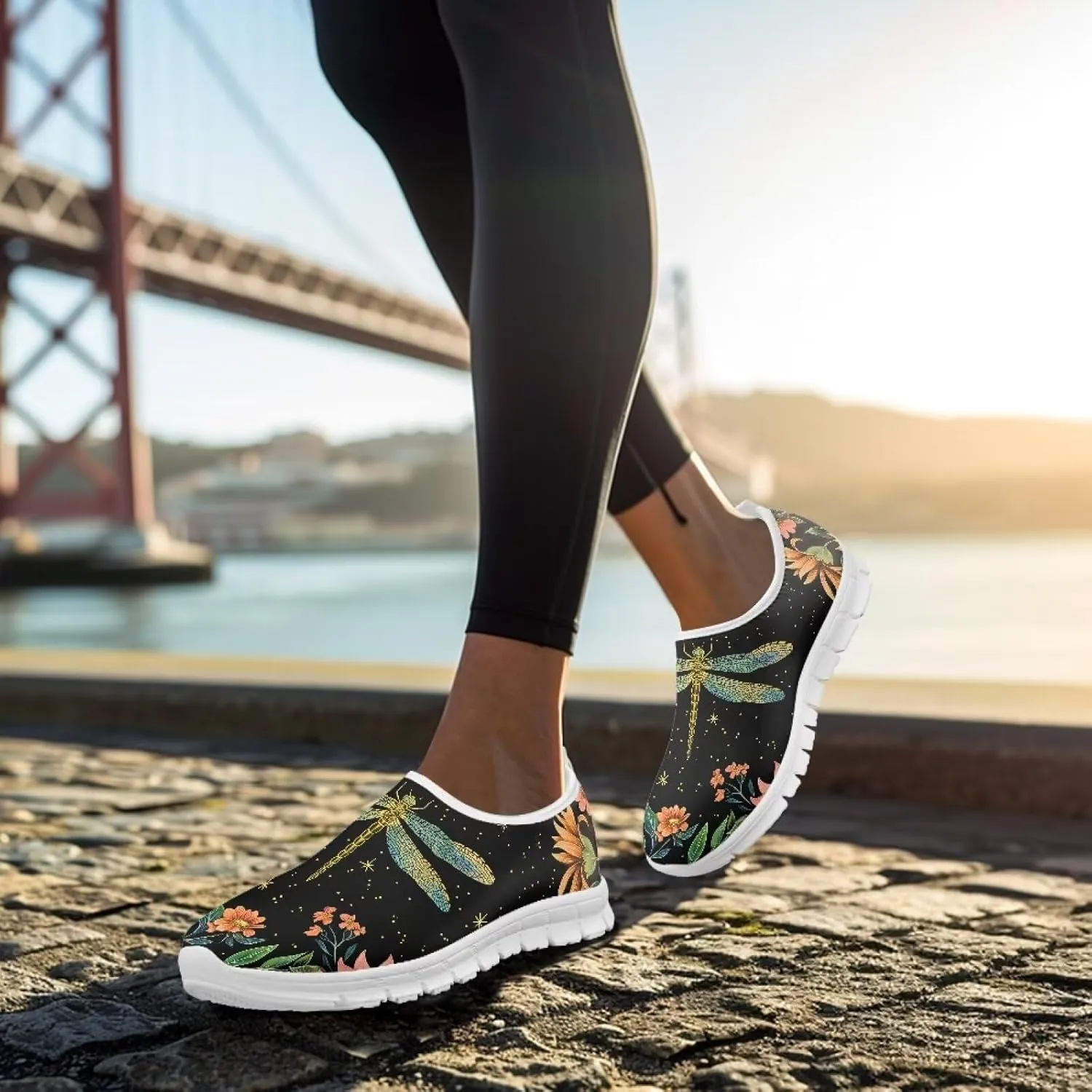 Women's Dragonfly Sneakers Casual Low Top Running Sneaker Soft Breathable Holiday Slip On Athletic Shoes for Womens