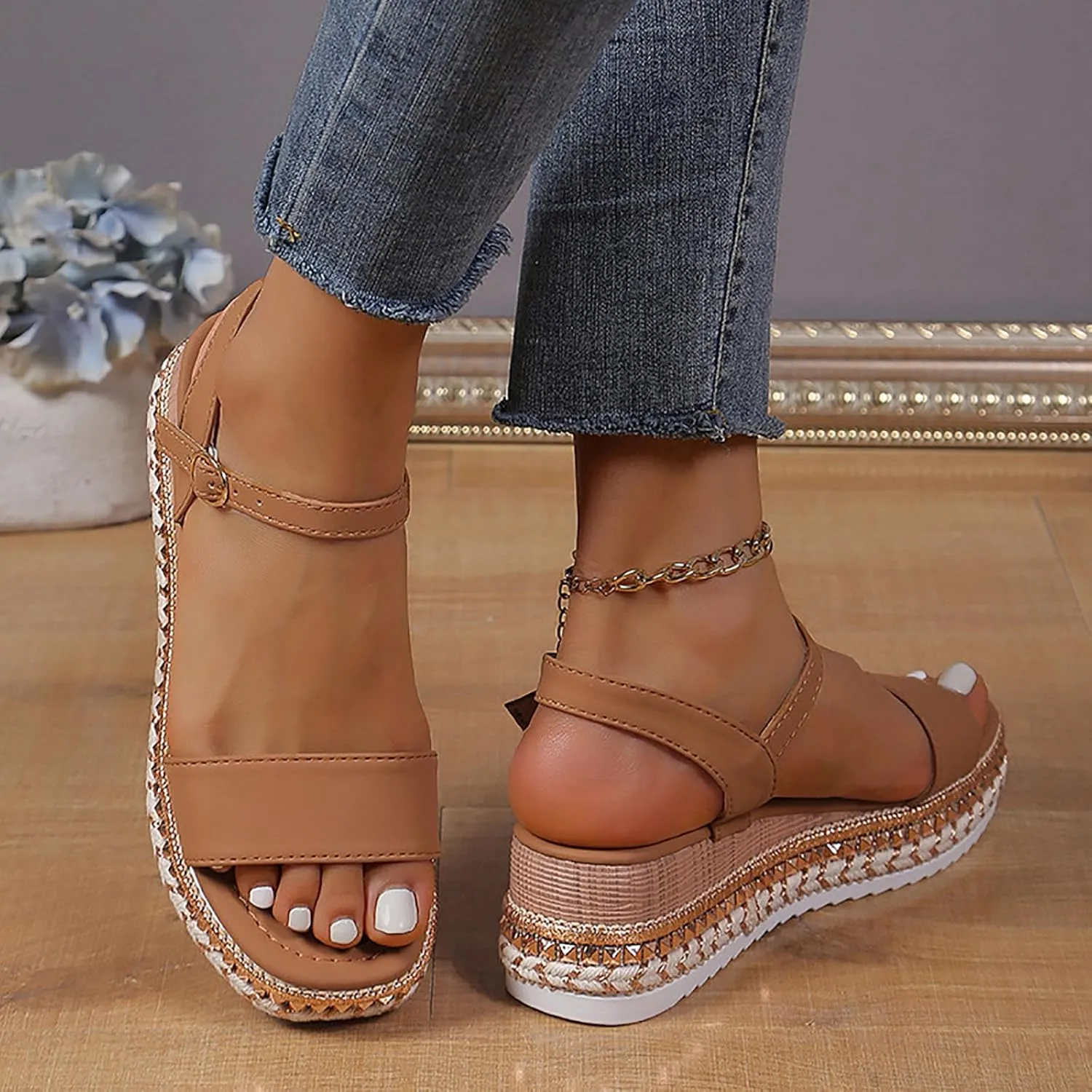 Womens Dressy Summer Summer New European And Thick Soled Open Toe Sandals With A Single Strap And High Heels For Women
