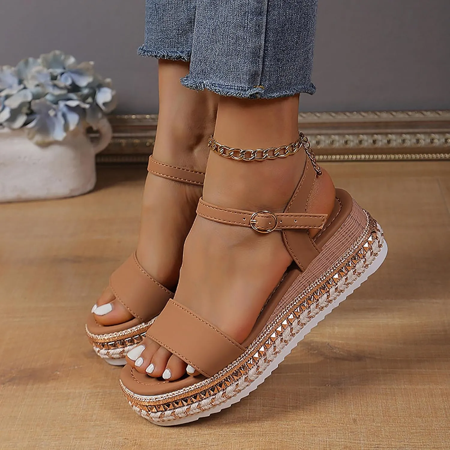 Womens Dressy Summer Summer New European And Thick Soled Open Toe Sandals With A Single Strap And High Heels For Women