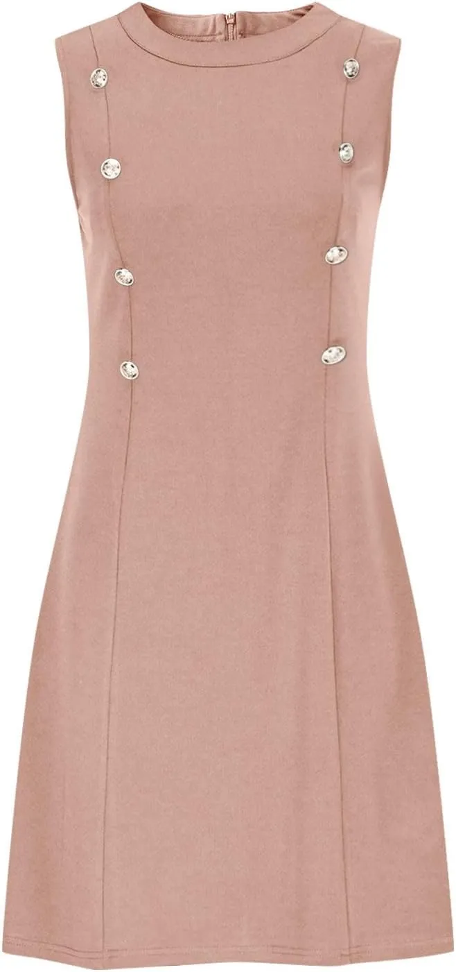 Women's Elegant Button Down Dress Fashionable Round Neck Midi Skirt Slimming Waist Big Hem Dresses Concert Party
