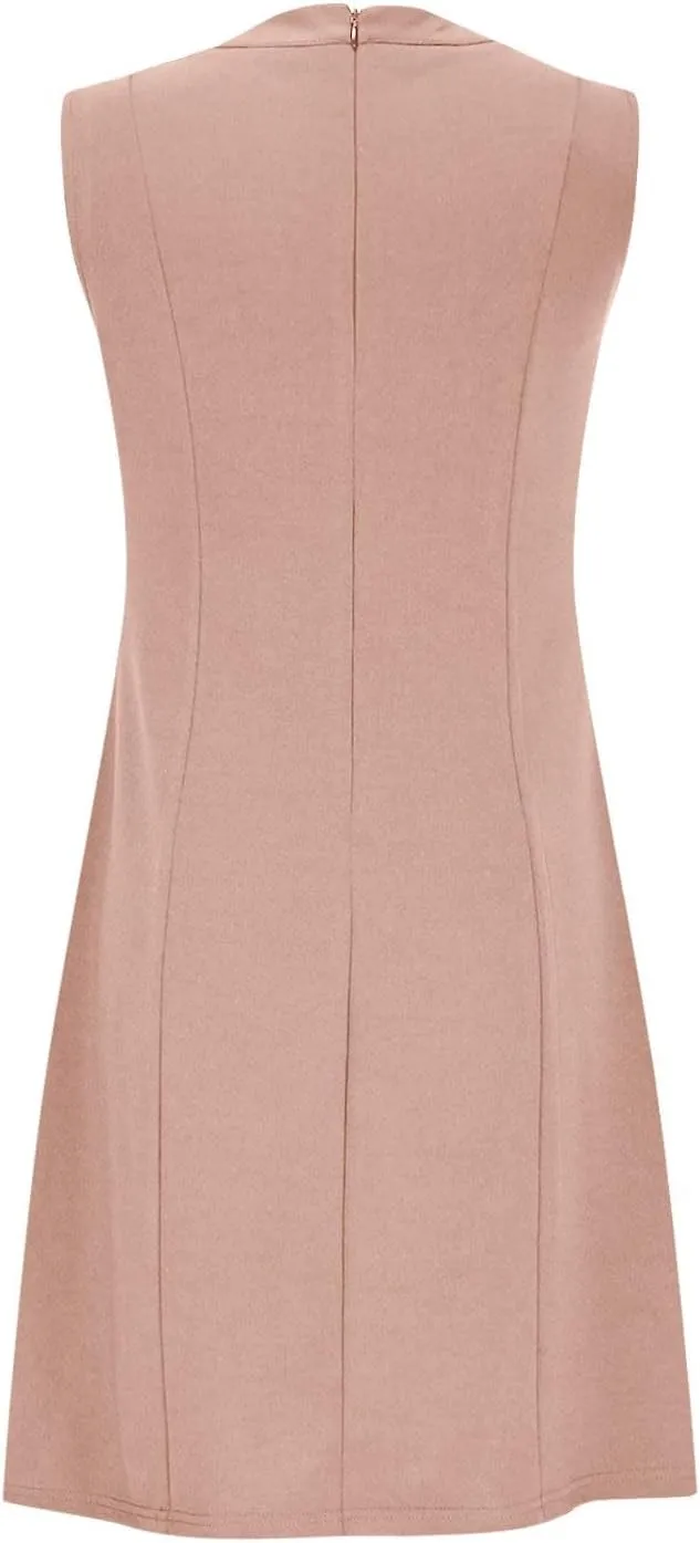 Women's Elegant Button Down Dress Fashionable Round Neck Midi Skirt Slimming Waist Big Hem Dresses Concert Party