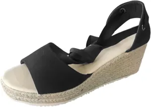 Women's Espadrilles Wedge Sandals Open Toe Lace Tie Up Platform High Heels Slip On Slingback Summer Dress Shoes