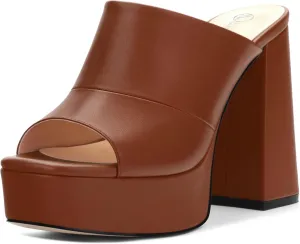 Womens Fashion Womens Platform Chunky Heels Sandals Square Open Toe High Heeled Sandals Slip On Slides Dress Party Wedding Shoes