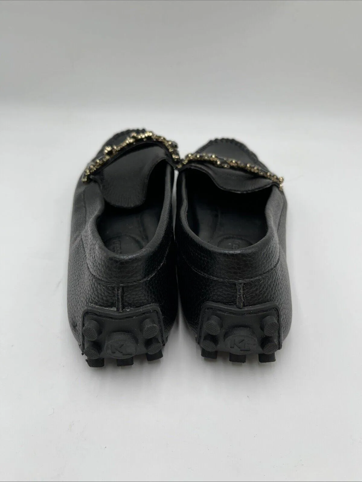 Women’s Karl Lagerfeld Paris Perryn Leather Driving Loafers Black Size 9M/40 - Very Good
