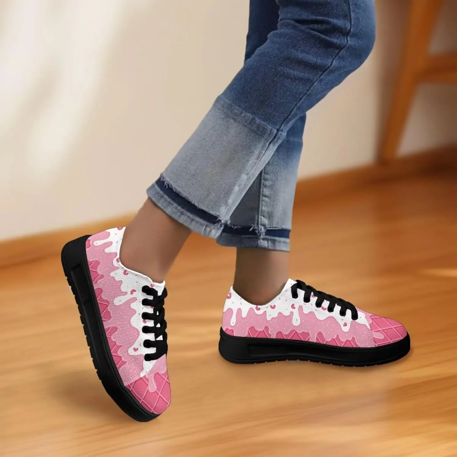 Women's Lace up Low Top Canvas Shoes Low Top Sneakers Fashion Casual Sneakers with Arch Support Comfy Flats 5.5-13.5