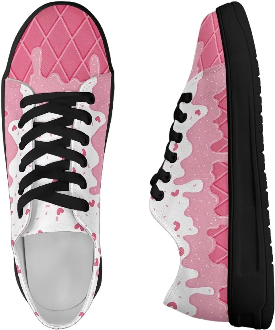 Women's Lace up Low Top Canvas Shoes Low Top Sneakers Fashion Casual Sneakers with Arch Support Comfy Flats 5.5-13.5