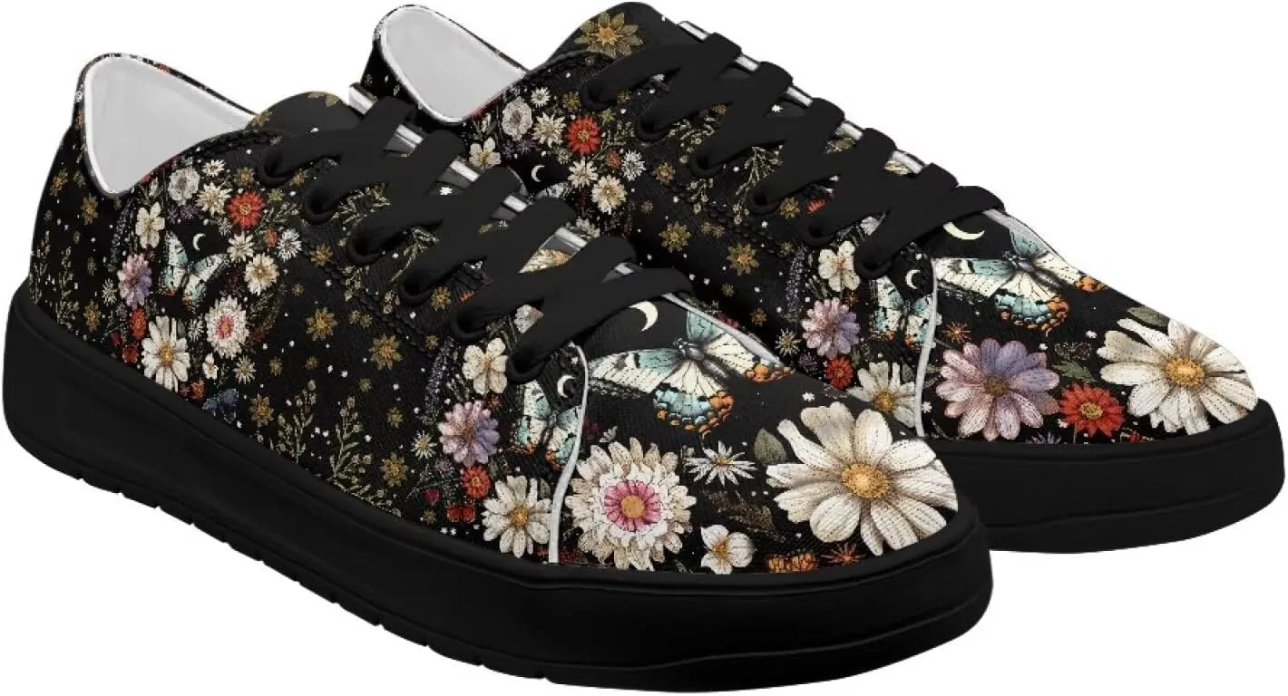 Women's Lace up Low Top Canvas Shoes Low Top Sneakers Fashion Casual Sneakers with Arch Support Comfy Flats 5.5-13.5