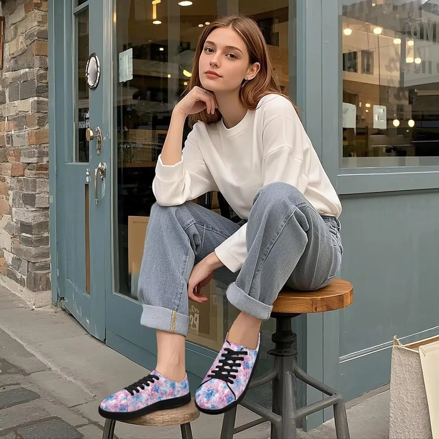 Women's Lace up Low Top Canvas Shoes Low Top Sneakers Fashion Casual Sneakers with Arch Support Comfy Flats 5.5-13.5