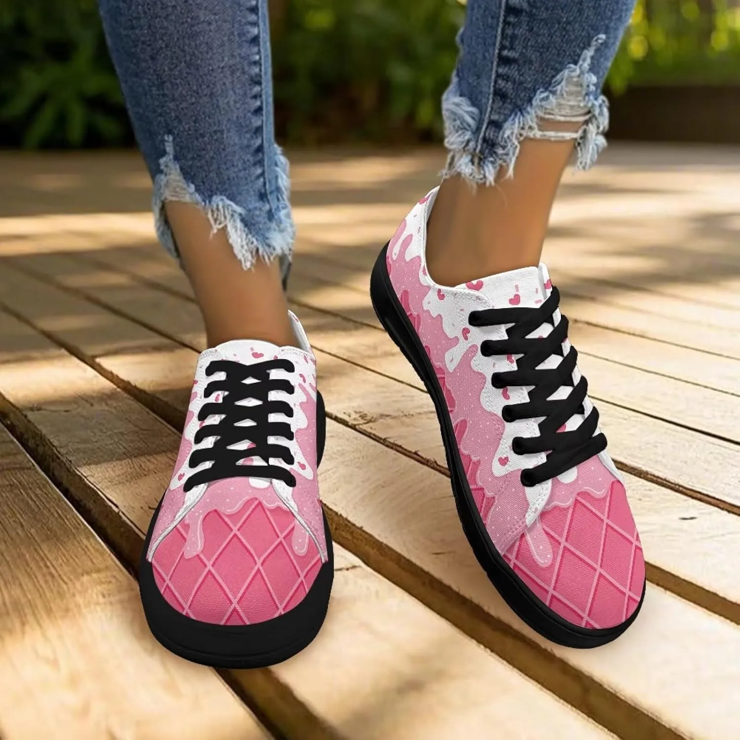 Women's Lace up Low Top Canvas Shoes Low Top Sneakers Fashion Casual Sneakers with Arch Support Comfy Flats 5.5-13.5