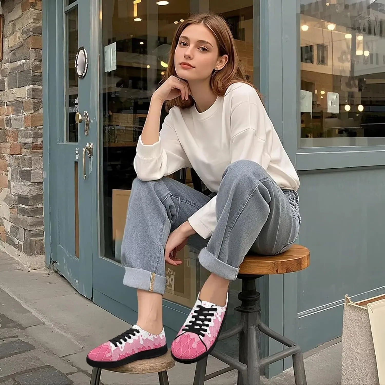 Women's Lace up Low Top Canvas Shoes Low Top Sneakers Fashion Casual Sneakers with Arch Support Comfy Flats 5.5-13.5