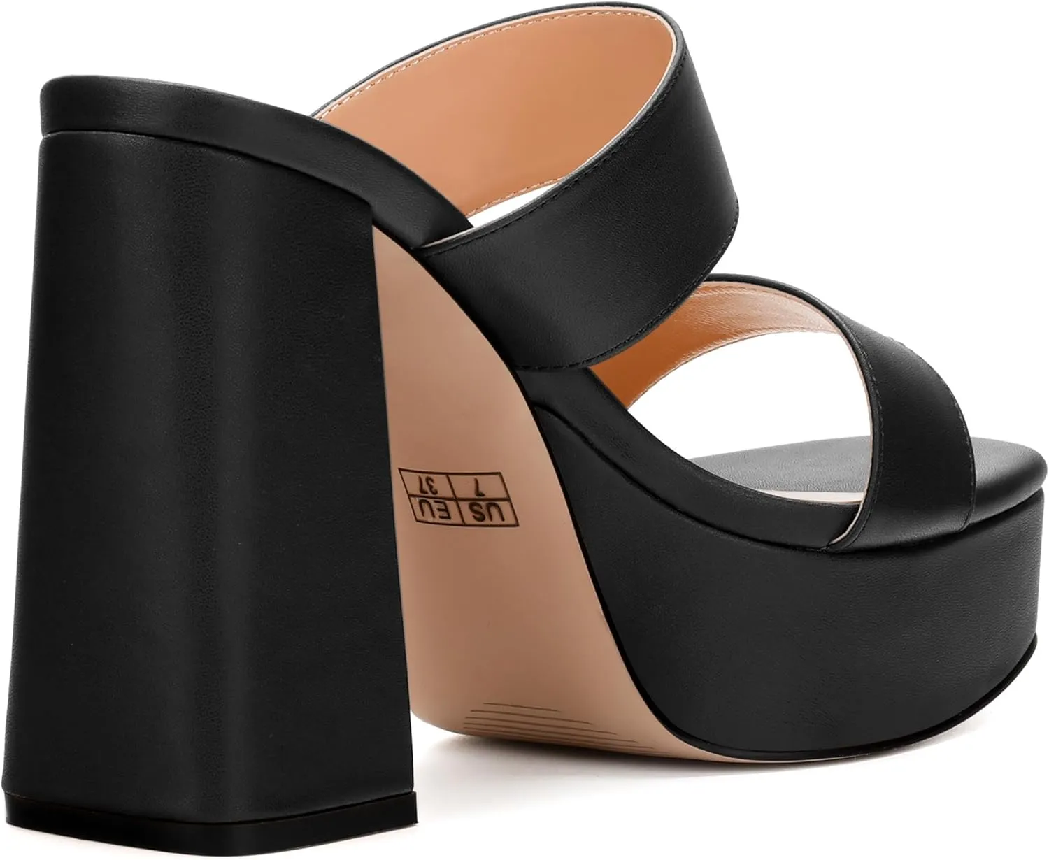 Womens Platform Chunky Heels Sandals Square Open Toe High Heeled Sandals Slip On Slides Dress Party Wedding Shoes