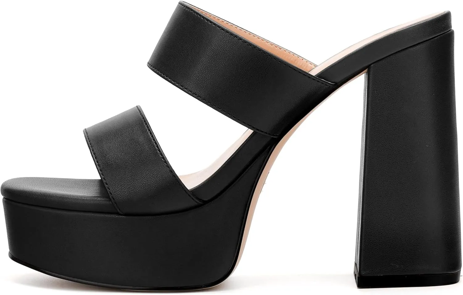 Womens Platform Chunky Heels Sandals Square Open Toe High Heeled Sandals Slip On Slides Dress Party Wedding Shoes