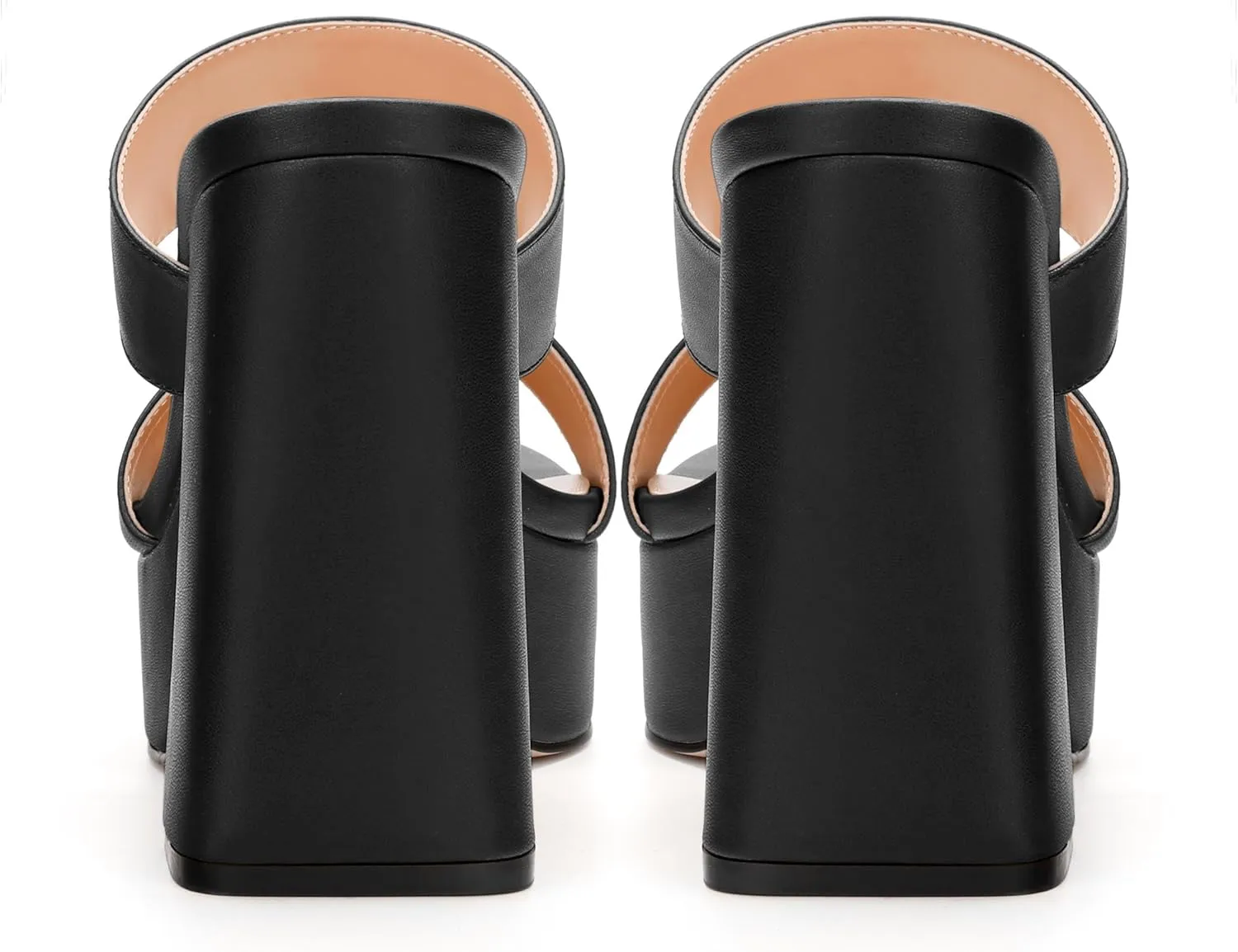 Womens Platform Chunky Heels Sandals Square Open Toe High Heeled Sandals Slip On Slides Dress Party Wedding Shoes