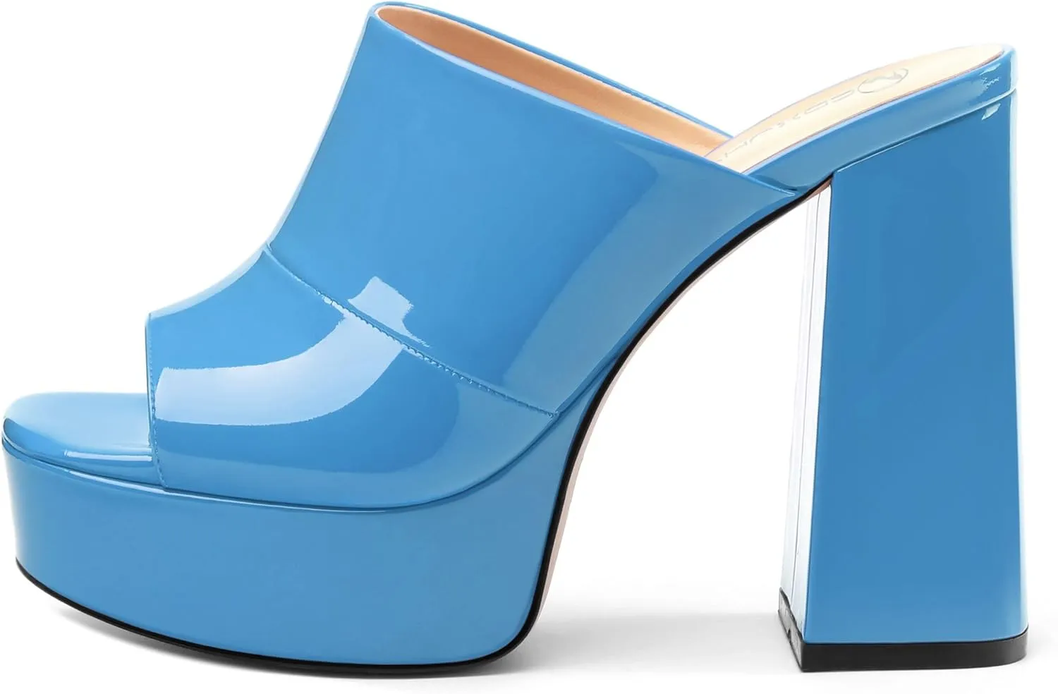 Womens Platform Chunky Heels Sandals Square Open Toe High Heeled Sandals Slip On Slides Dress Party Wedding Shoes