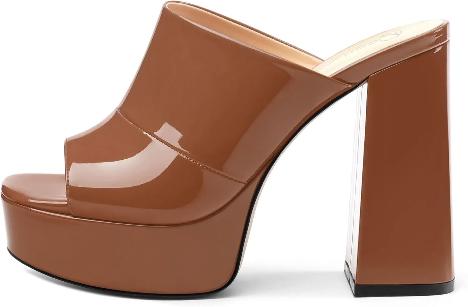 Womens Platform Chunky Heels Sandals Square Open Toe High Heeled Sandals Slip On Slides Dress Party Wedding Shoes