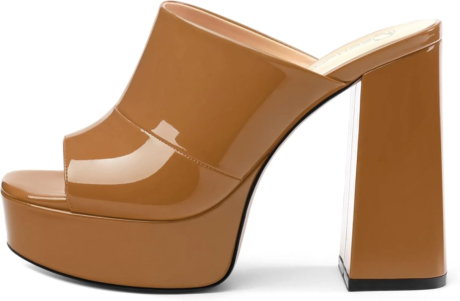 Womens Platform Chunky Heels Sandals Square Open Toe High Heeled Sandals Slip On Slides Dress Party Wedding Shoes