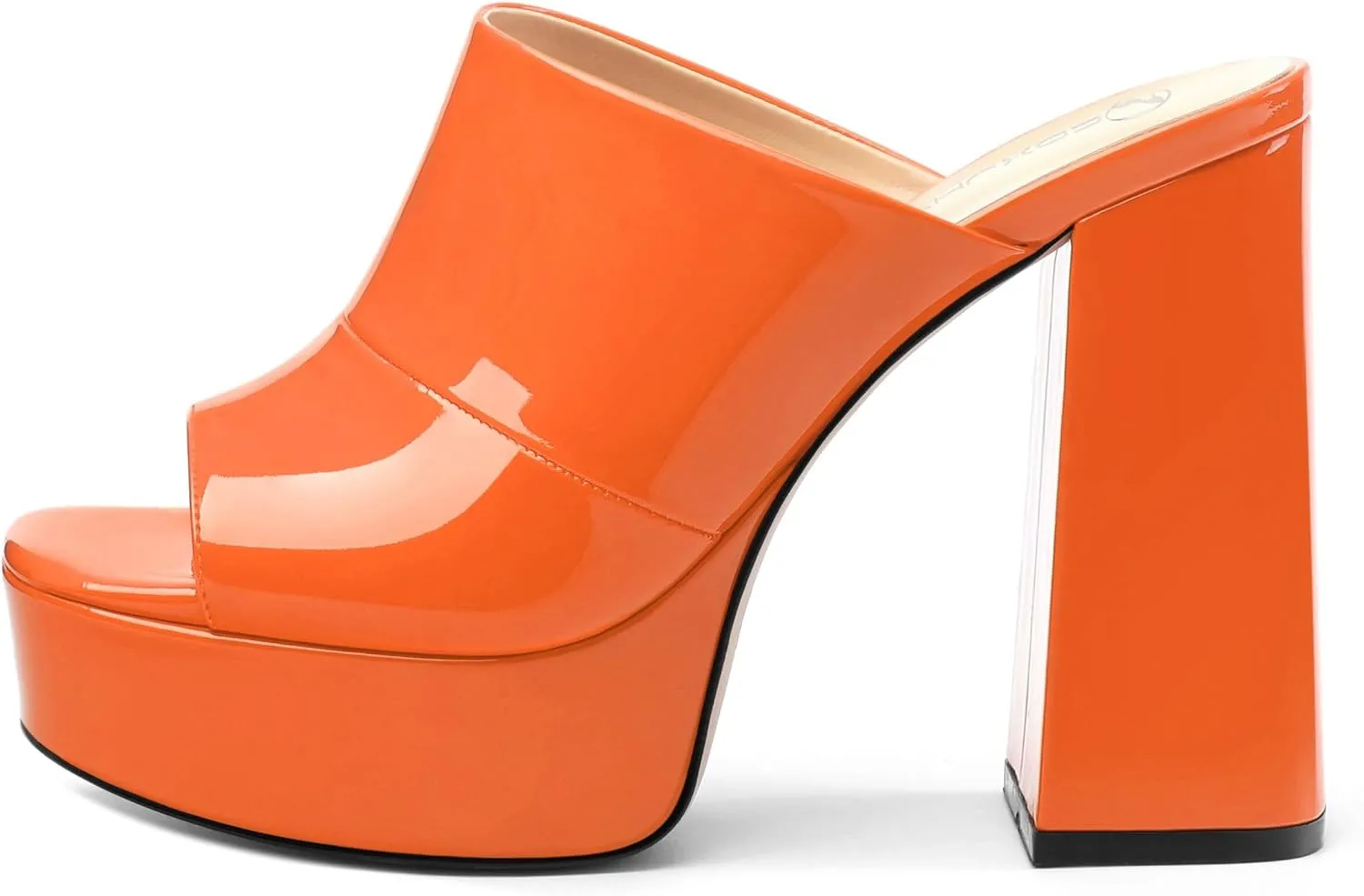 Womens Platform Chunky Heels Sandals Square Open Toe High Heeled Sandals Slip On Slides Dress Party Wedding Shoes