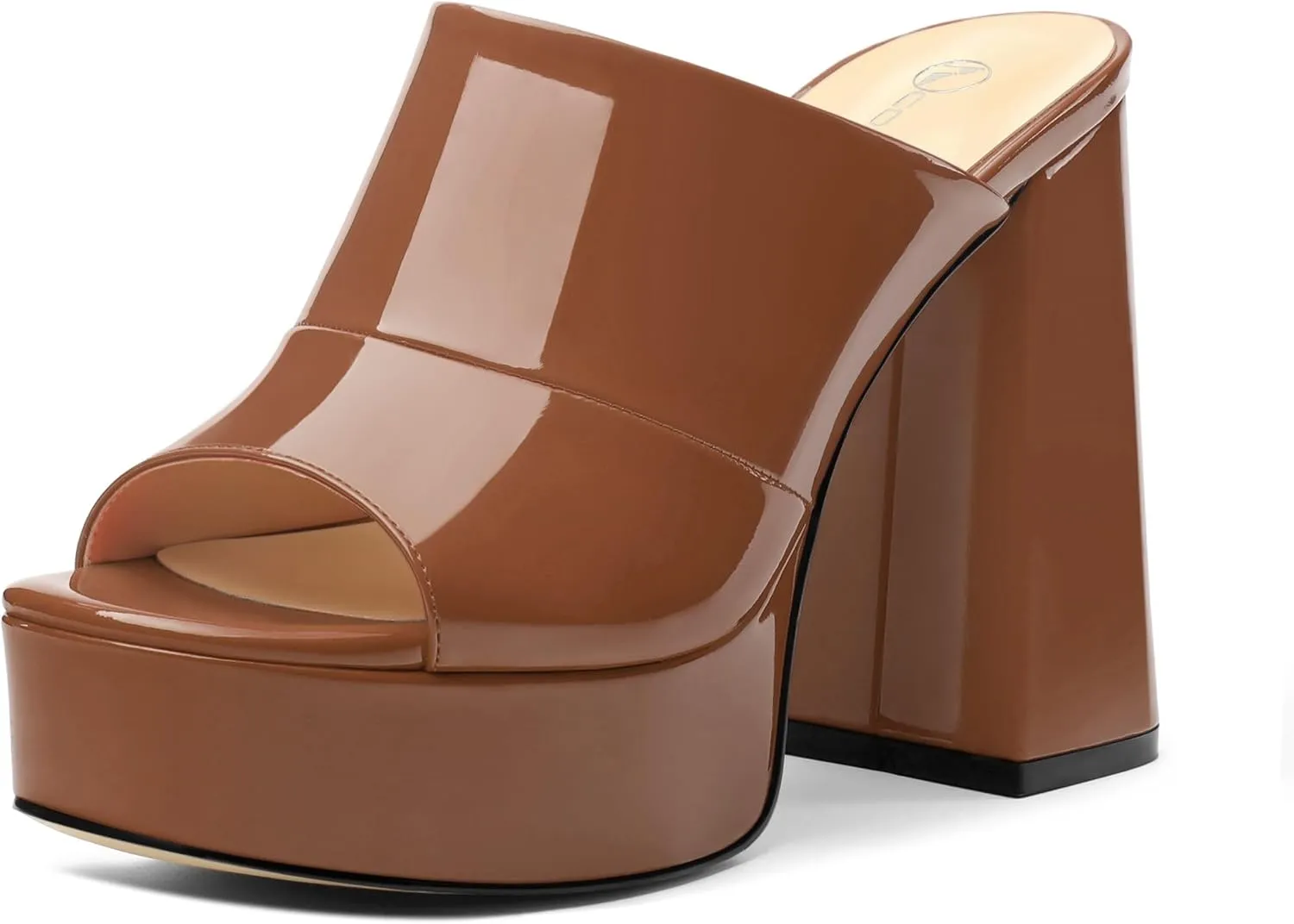Womens Platform Chunky Heels Sandals Square Open Toe High Heeled Sandals Slip On Slides Dress Party Wedding Shoes