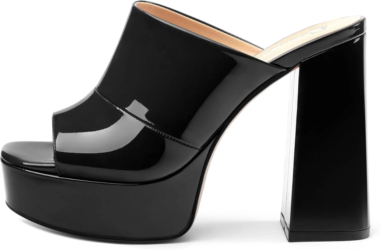 Womens Platform Chunky Heels Sandals Square Open Toe High Heeled Sandals Slip On Slides Dress Party Wedding Shoes