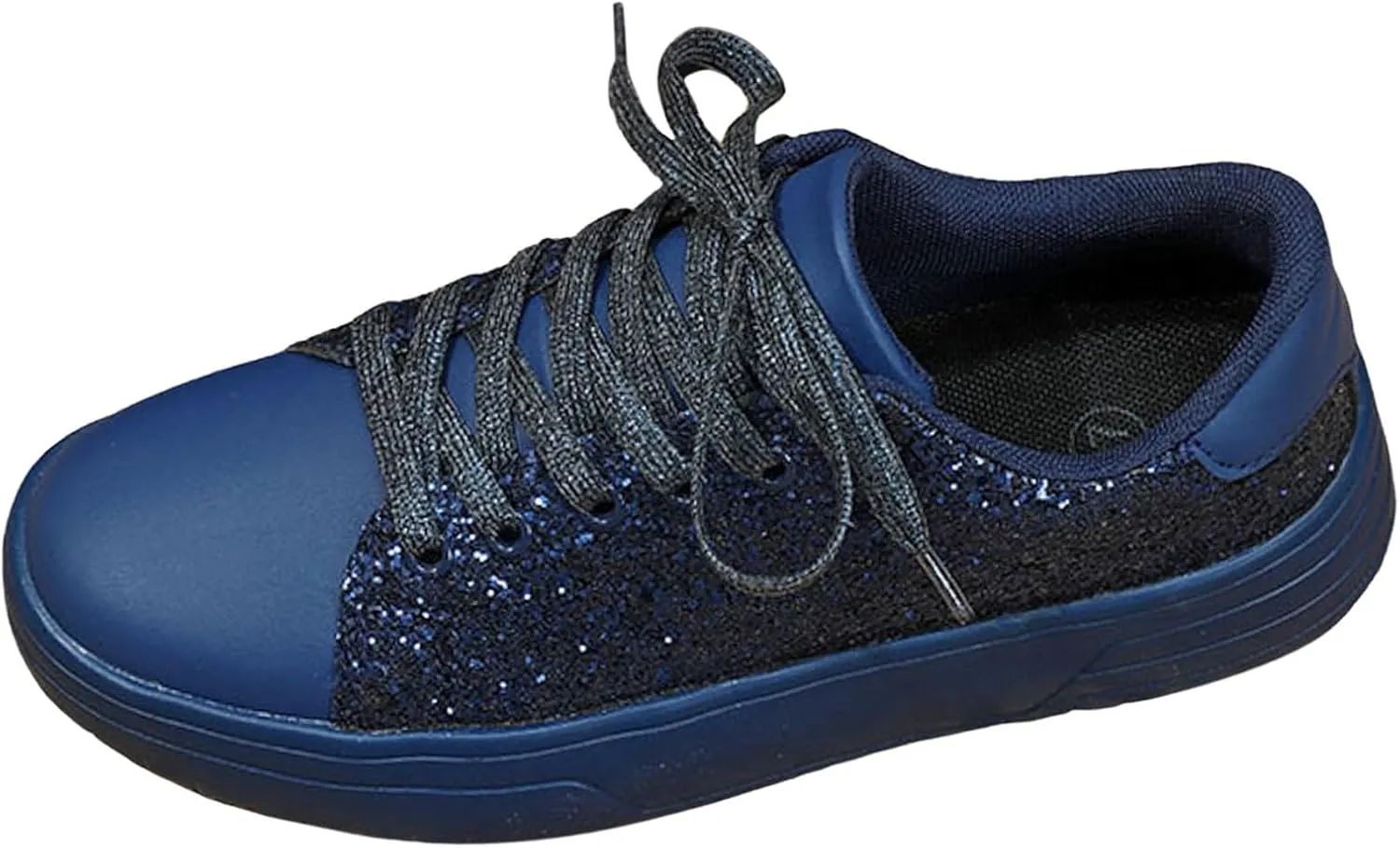 Women's Platform Glitter Fashion Sneakers Dressy Sparkly Tennis Shoes Lace up Bling Wedding Bridal Shoes Shiny Sequin Shoes (a-Blue, 8)