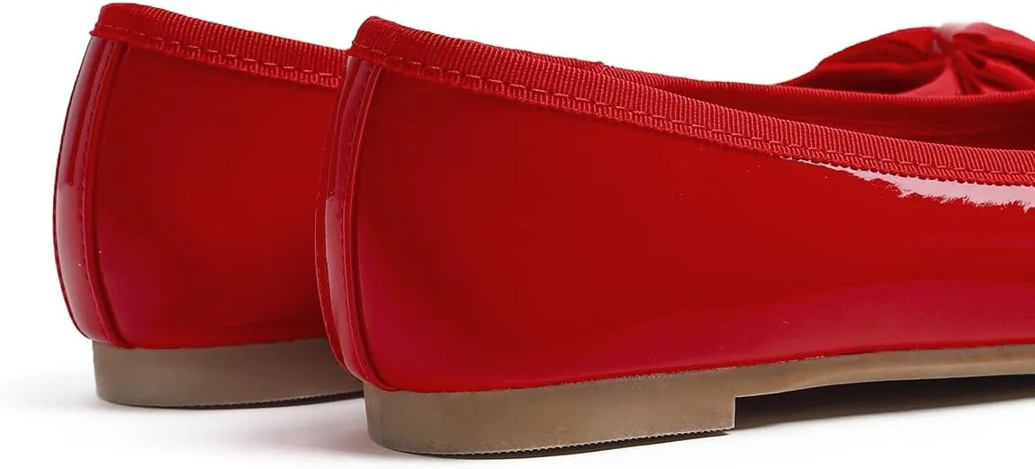 Women's Round Toe Cute Bow Trim Ballet Flats