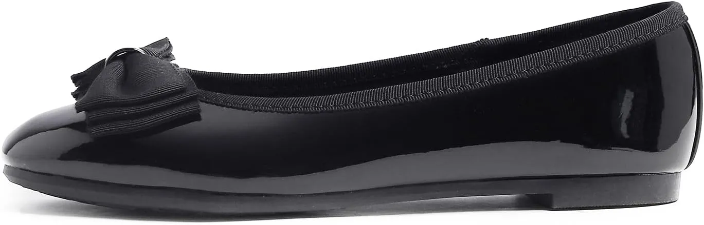 Women's Round Toe Cute Bow Trim Ballet Flats