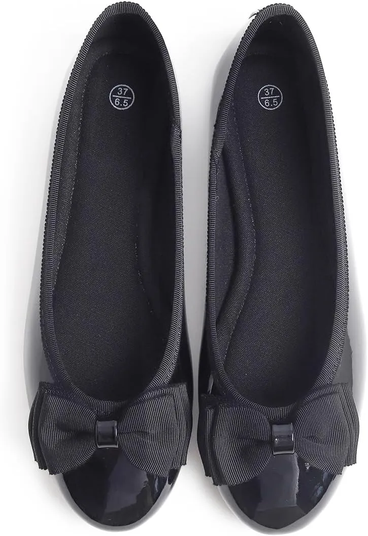 Women's Round Toe Cute Bow Trim Ballet Flats