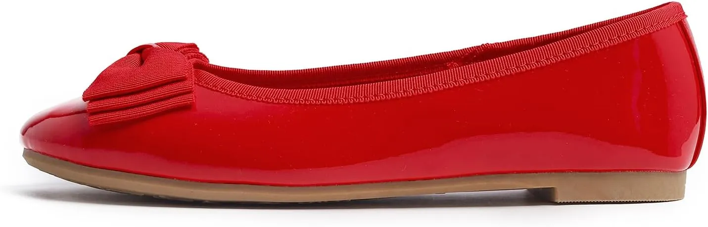 Women's Round Toe Cute Bow Trim Ballet Flats