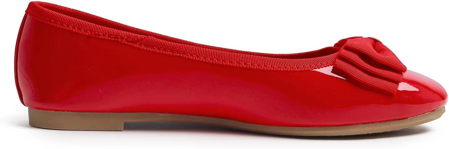Women's Round Toe Cute Bow Trim Ballet Flats
