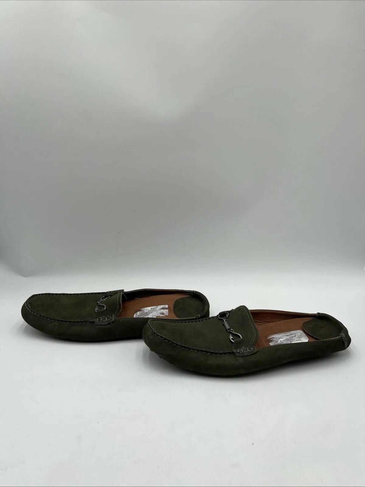 Women’s Saks Fifth Avenue Backless Bit Suede Driving Loafers Green Size 11.5M - Very Good
