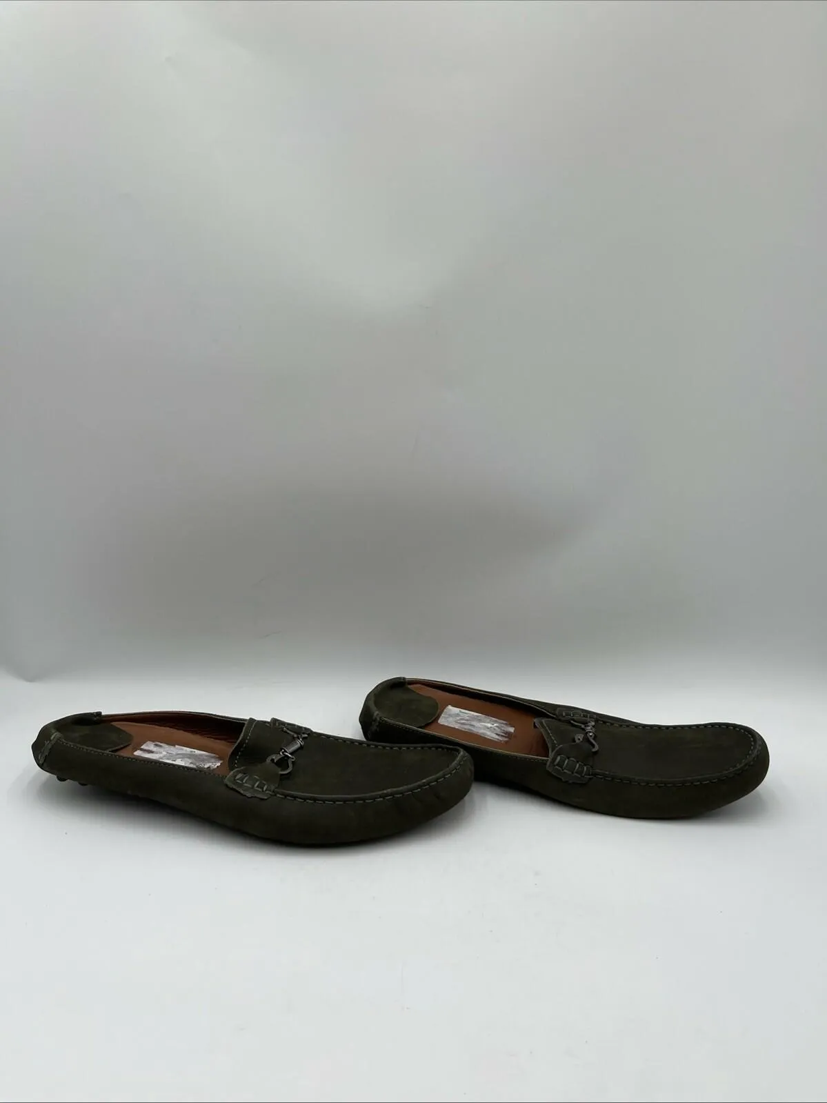 Women’s Saks Fifth Avenue Backless Bit Suede Driving Loafers Green Size 11.5M - Very Good